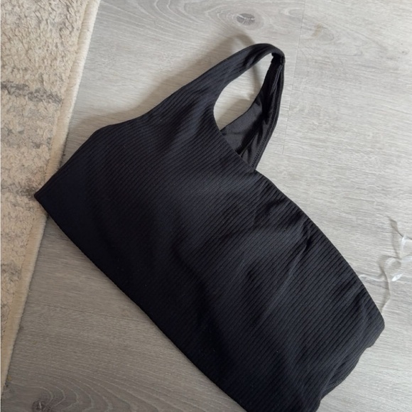Black One-Shoulder Ribbed Top - Picture 1 of 1